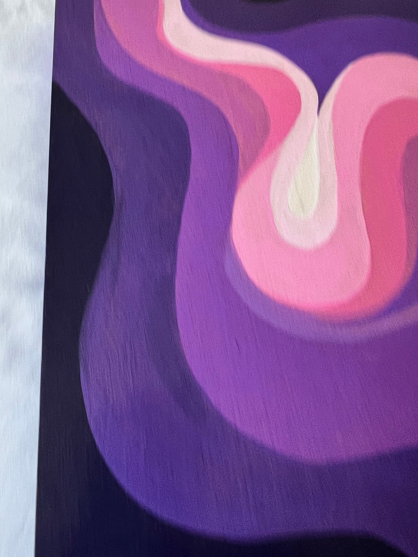 Modern Abstract Original Acrylic Art on Wood Painting | Purple Pink Swirl