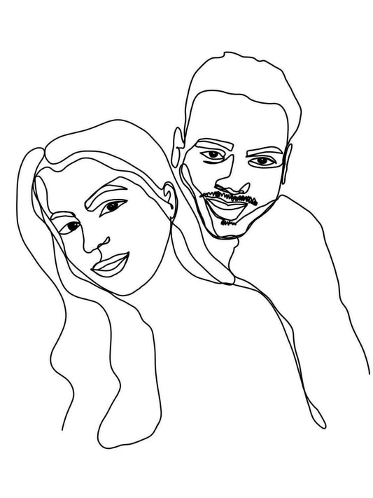 Couple Portrait Lineart | Digital Illustration | Drawing - Printable - Anniversary Birthday - Custom Minimalist Illustration Gift