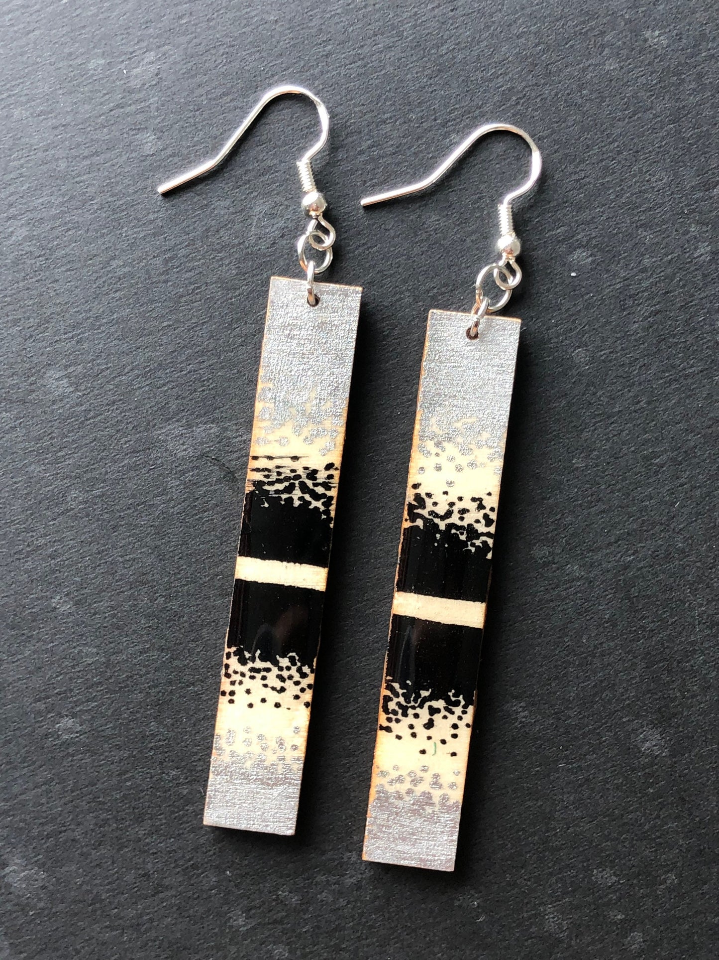 Watercolor Affirmation Earring Dangle - Hand painted on Wood - Silver Hook